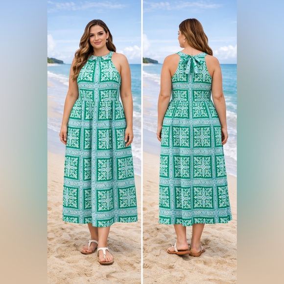 Talbots Dresses & Skirts - TALBOTS HALTER MAXI DRESS - MEDALLION TILES - Beach Vacation Summer Dress